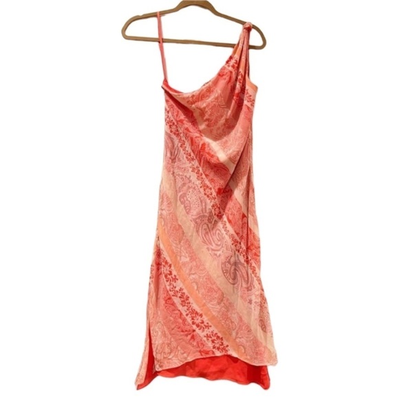 VINTAGE Express One Shoulder Pink Scarf Dress - Picture 1 of 7